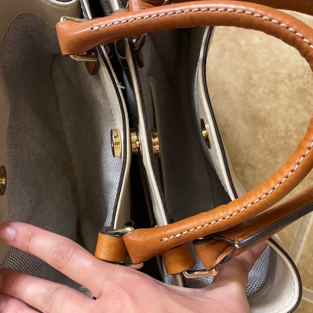 DOONEY AND BOURKE LEATHER FLORENTINE PETAL SHAPE MEDIUM BAG